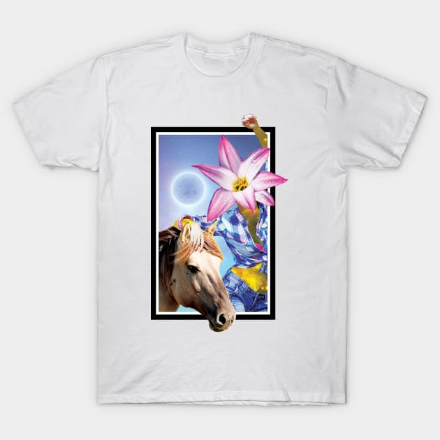 Galaxy girl and horse T-Shirt by LeonLedesma